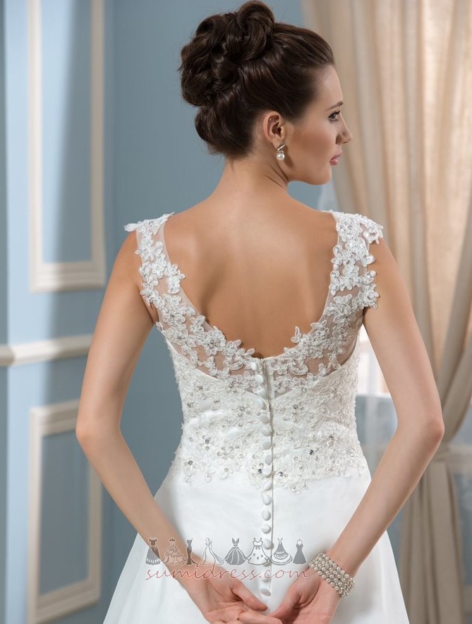 Sleeveless Church Elegant Natural Waist A-Line Backless Wedding Dress