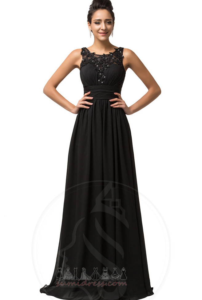 Sleeveless Elegant Backless Lace Overlay Sweep Train Beading Evening Dress