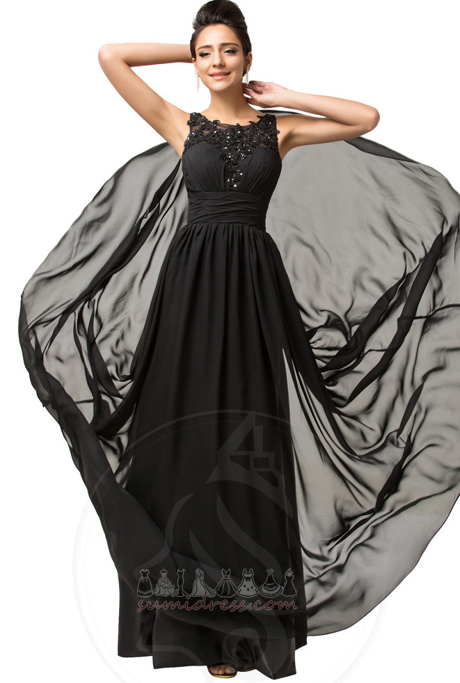 Sleeveless Elegant Backless Lace Overlay Sweep Train Beading Evening Dress