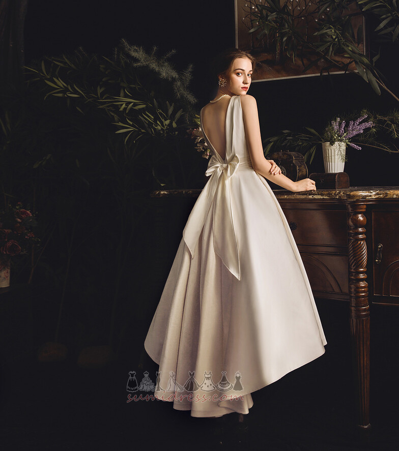 Sleeveless Elegant Fall Hemline Asymmetrical Natural Waist Backless Wedding Dress