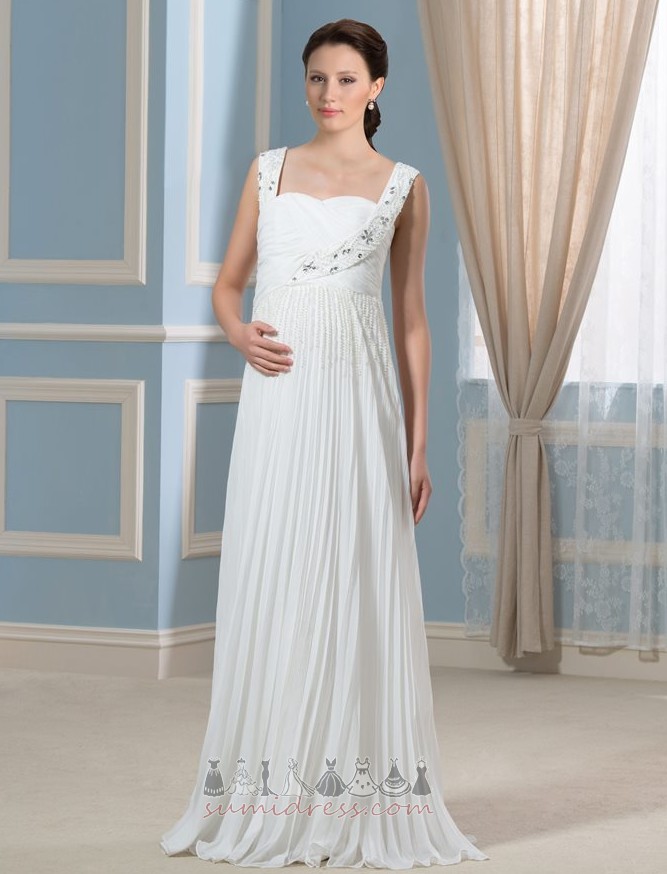 Sleeveless Empire Waist Floor Length Wide Straps Summer Backless Wedding Dress