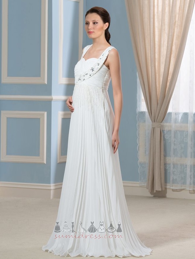 Sleeveless Empire Waist Floor Length Wide Straps Summer Backless Wedding Dress