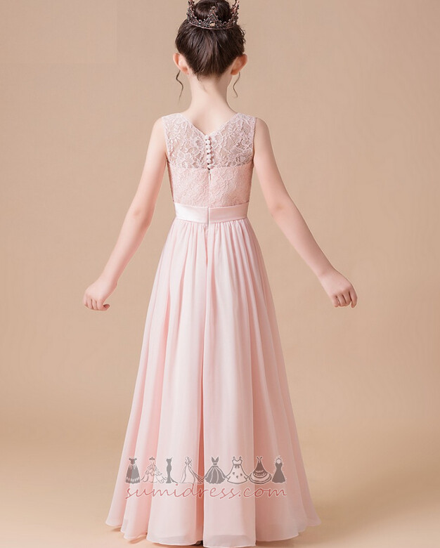 Sleeveless Fall Lace Overlay Natural Waist A-Line Medium Flower Girl Dress