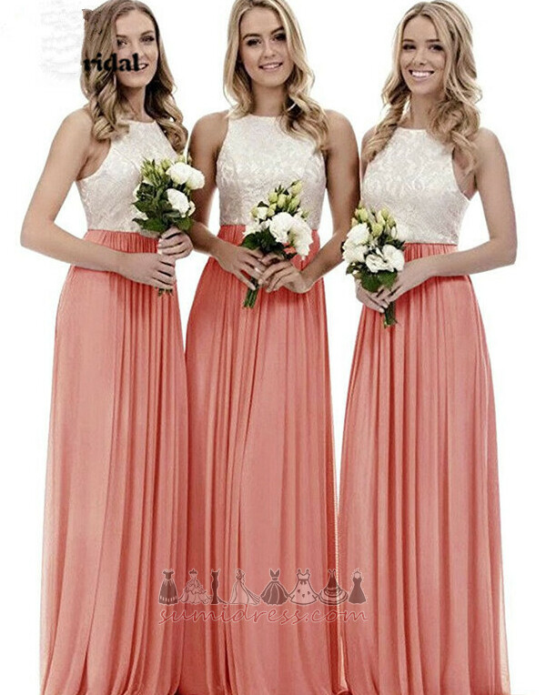 Sleeveless Jewel Natural Waist Wedding High Covered Medium Bridesmaid Dress