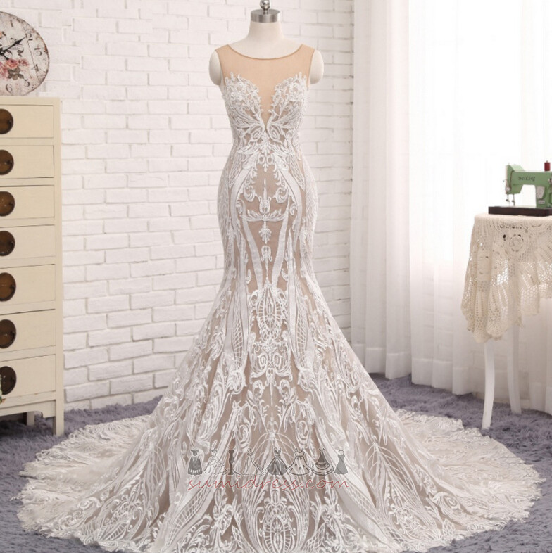 Sleeveless Lace Overlay Sheer Back Applique Vintage Medium Wedding Dress