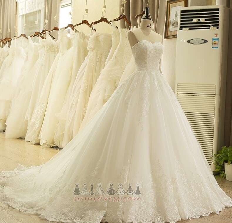 Sleeveless Lace-up Formal Sweetheart Natural Waist Lace Wedding Dress