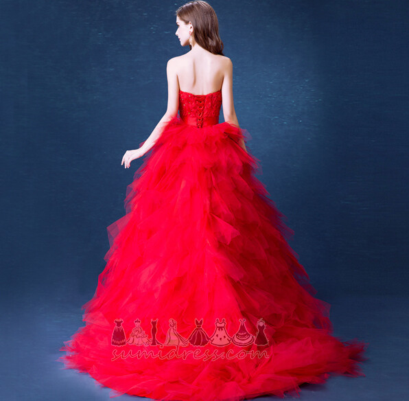 Sleeveless Lace-up Strapless Tassel Show/Performance Asymmetrical Prom Dress