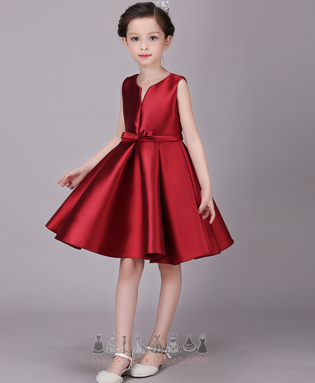 Sleeveless Medium Glamorous Jewel Knee Length Satin Flower Girl Dress