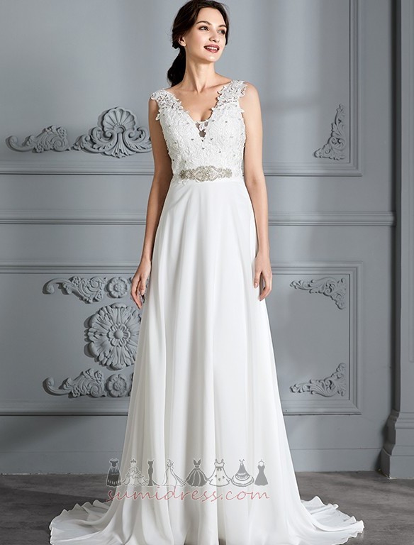 Sleeveless Medium Natural Waist Elegant Chiffon Beach Wedding Dress