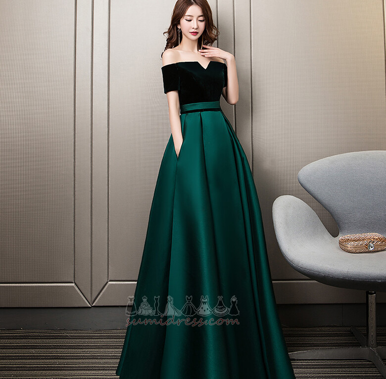 Sleeveless Pockets Formal Satin A-Line Plus Size Prom Dress