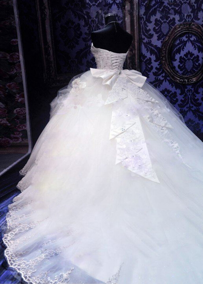 Sleeveless Satin Basque Waist Crystal Cathedral Train Long Wedding skirt