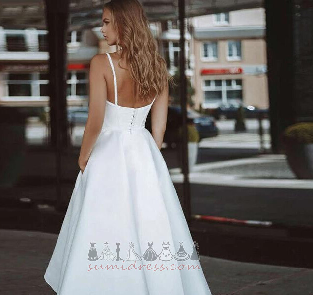 Sleeveless Satin Simple Beach Spaghetti Straps A-Line Wedding Dress