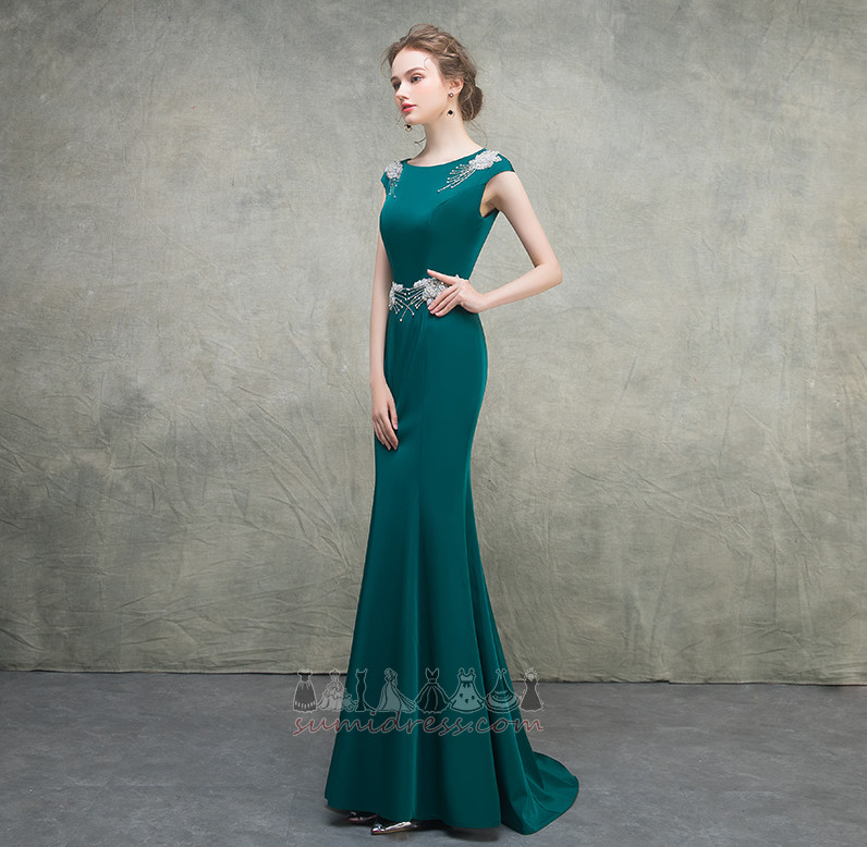 Sleeveless Spandex Capped Sleeves Mermaid Floor Length High Covered Evening gown