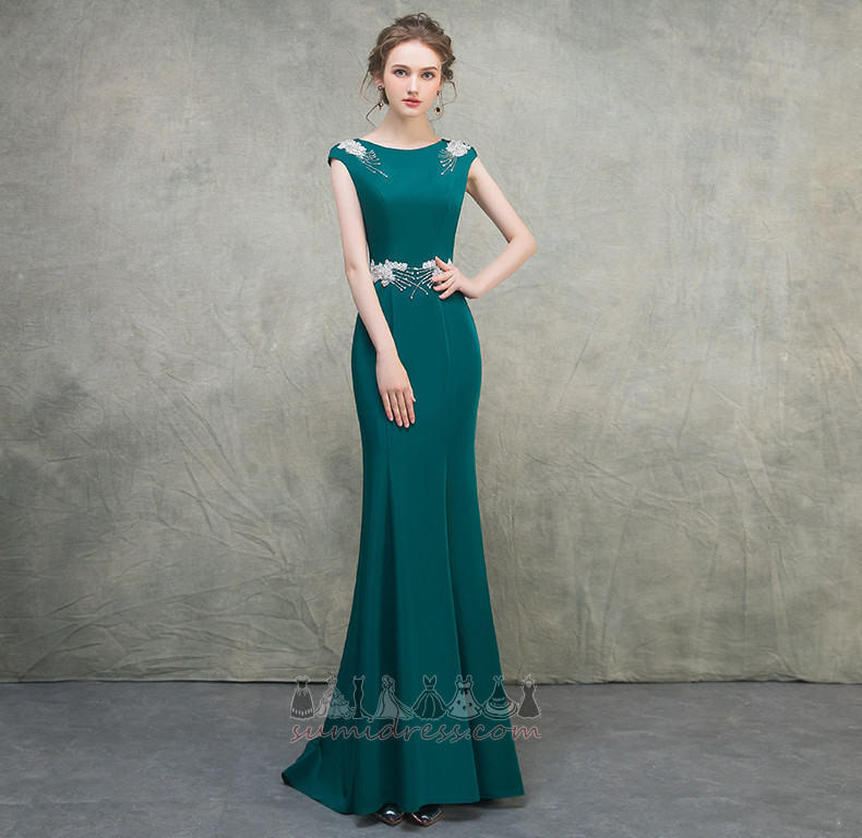 Sleeveless Spandex Capped Sleeves Mermaid Floor Length High Covered Evening gown