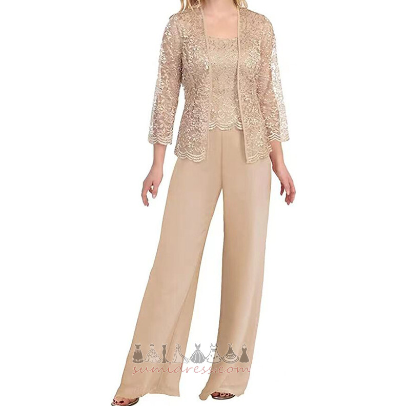 Sleeveless Summer Square Ankle Length Natural Waist Lace Pants Suit Mother Dresses