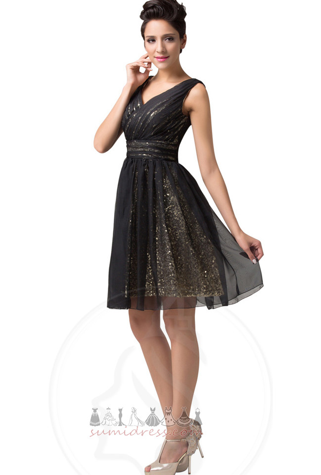 Sleeveless Tulle Glamorous Sequined A-Line Medium Homecoming Dress