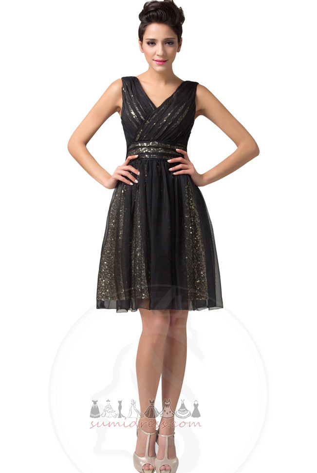 Sleeveless Tulle Glamorous Sequined A-Line Medium Homecoming Dress