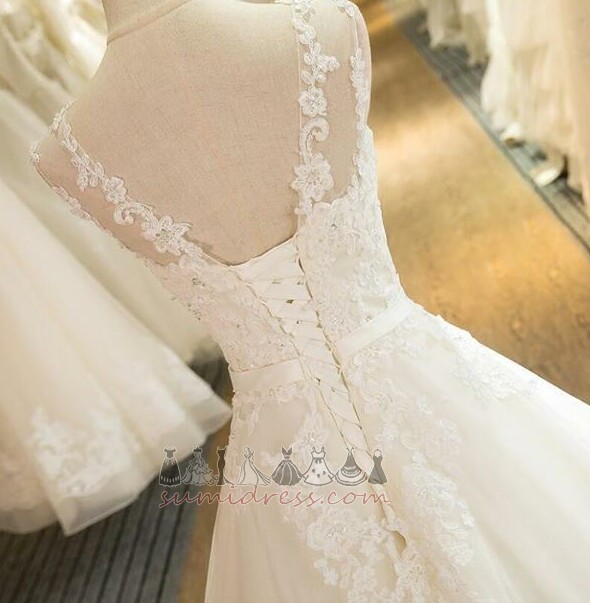 Sleeveless Voile Floor Length Medium Sweep Train Princess Wedding Dress