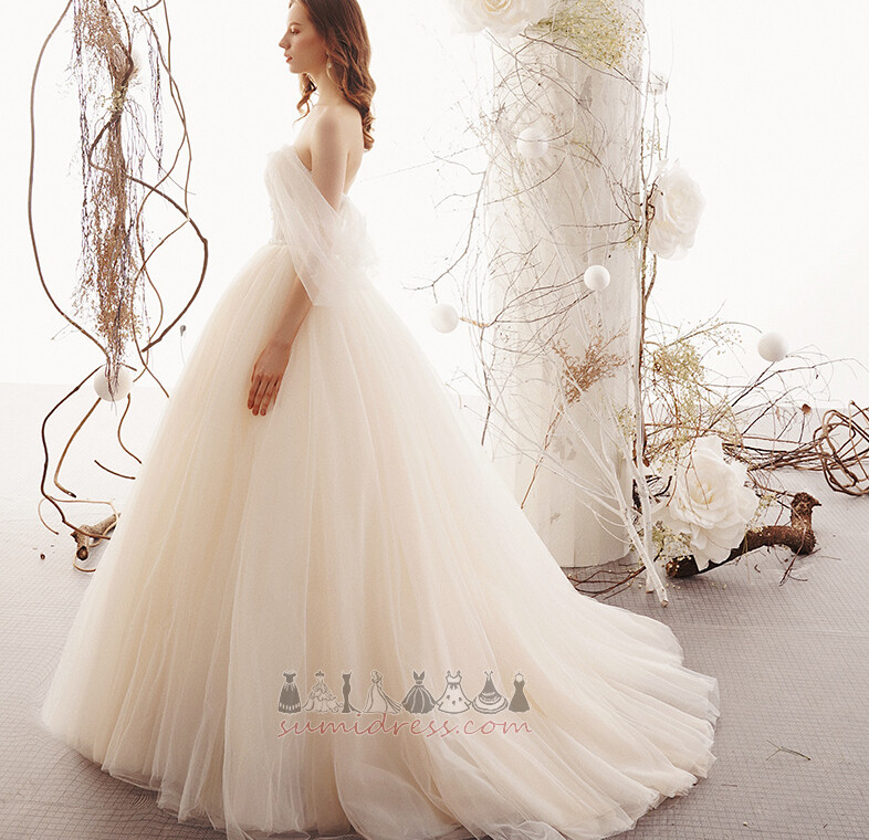 Sleeveless Zipper Up Off Shoulder Elegant Beading Natural Waist Wedding gown