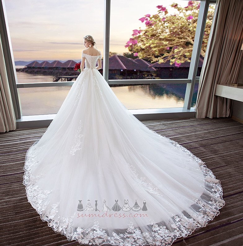 Snøring Omvendt Trekant Elegante Lace A-formet Off-the-Shoulder Bryllupskjole