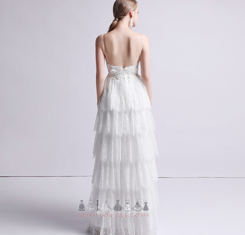 Spaghetti Straps Pear Sleeveless Summer A-Line Backless Wedding Dress