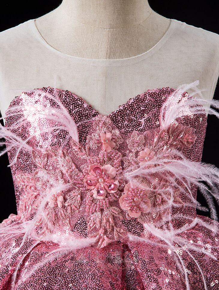 Sparkle Medium Summer Zipper Floor Length Embroidery Flower Girl Dress