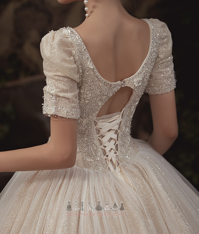 Sparkle Starry Beading Natural Waist Hall T-shirt Wedding Dress