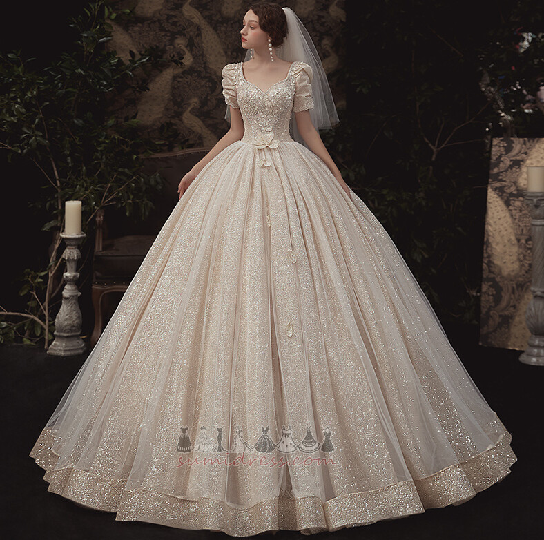 Sparkle Starry Beading Natural Waist Hall T-shirt Wedding Dress