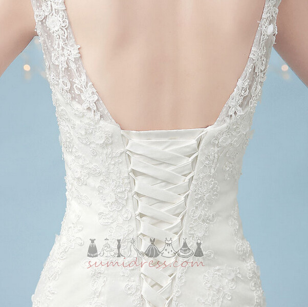 Spitze Applike Rücken Schnürung Ärmellos Elegante Sommer Brautkleid