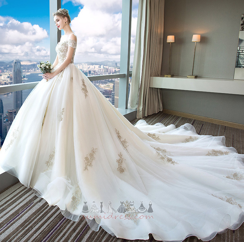 Spring A-Line Church Organza Lace Overlay Embroidery Wedding Dress