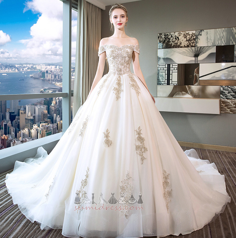 Spring A-Line Church Organza Lace Overlay Embroidery Wedding Dress