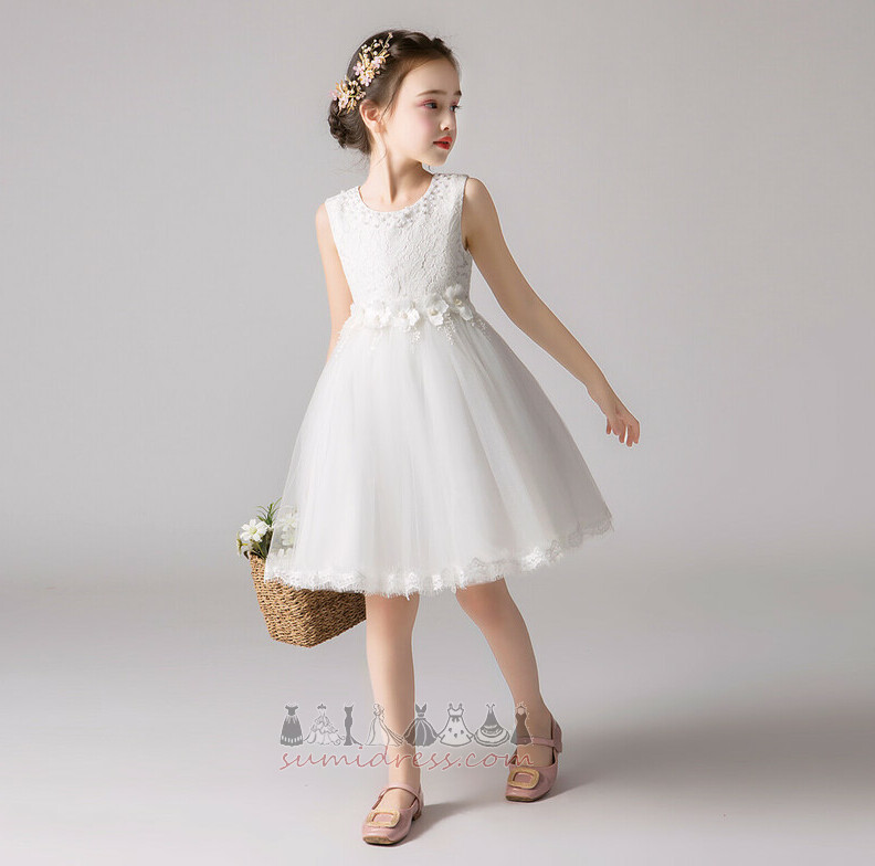 Spring A-Line Tulle Accented Bow Short Holiday Flower Girl Dress