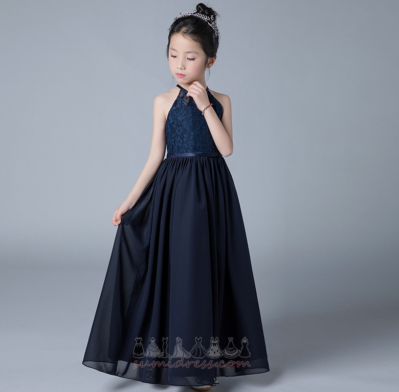 Spring Ankle Length Keyhole Back A-Line Lace Overlay Lace Flower Girl Dress