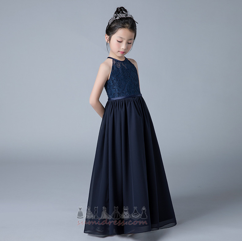 Spring Ankle Length Keyhole Back A-Line Lace Overlay Lace Flower Girl Dress