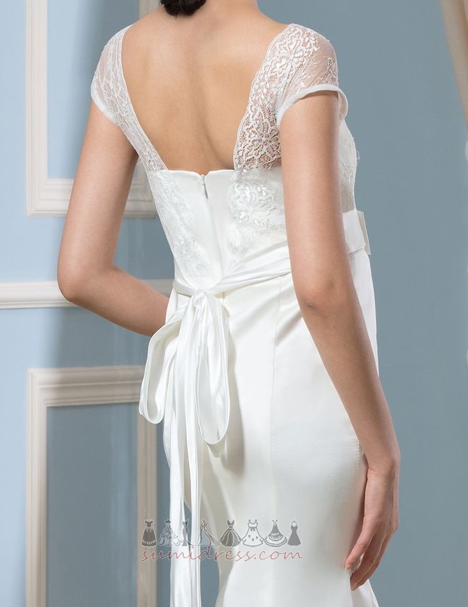 Spring Floor Length Satin Elegant Short Sleeves Empire Wedding Dress