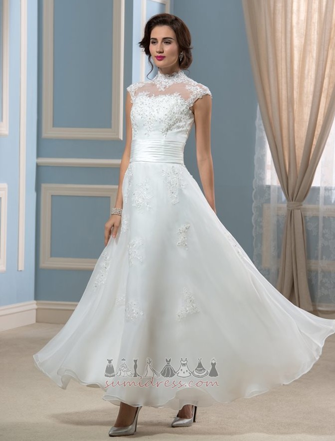 Spring Lace Natural Waist A-Line Romantic High Covered Wedding Dress