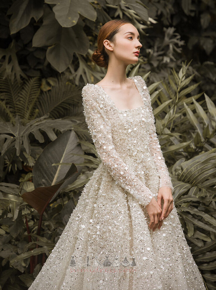 Spring Long Sleeves Elegant Long Zipper Up Lace Wedding Dress
