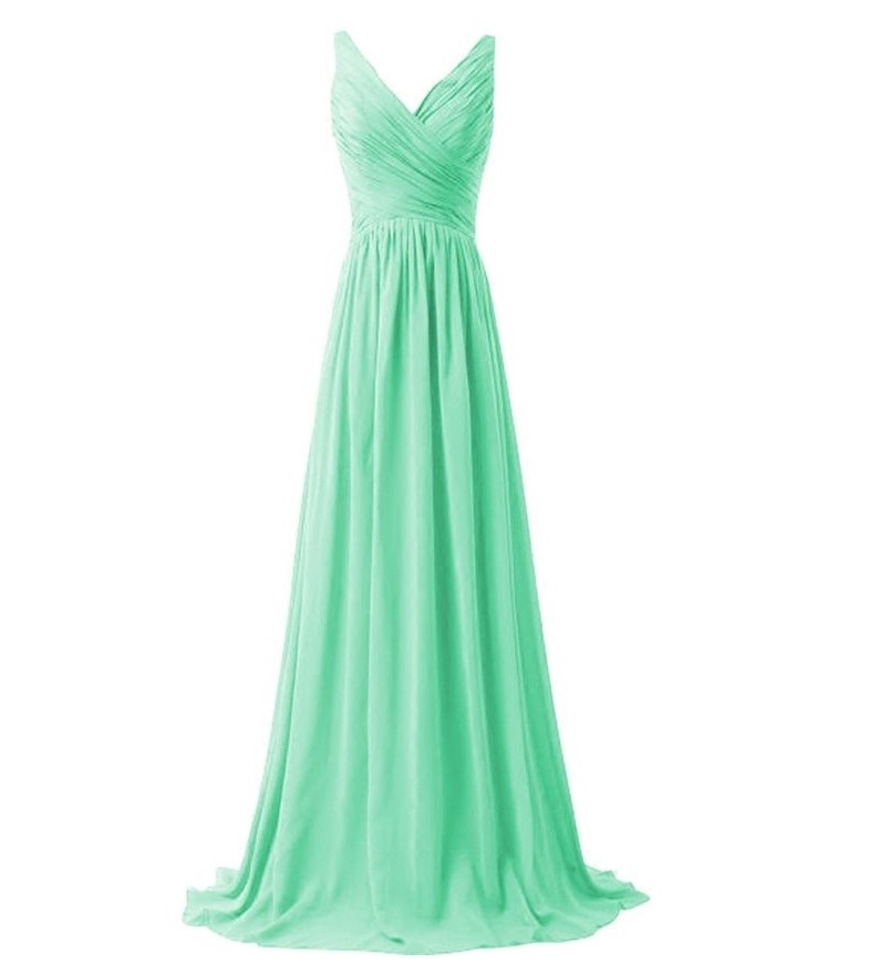 Spring Medium A-Line Lace-up Sweep Train Chiffon Bridesmaid Dress