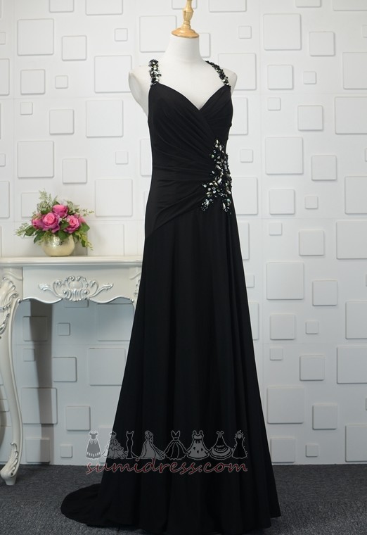 Spring Natural Waist Halter Chic Sweep Train Pleated Bodice Prom Dress