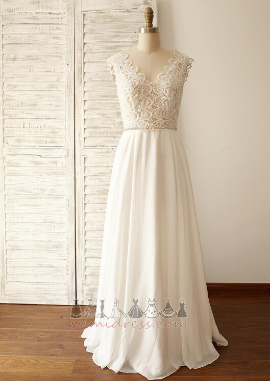 Spring V-Neck Natural Waist Zipper Up Outdoor A-Line Wedding Dress