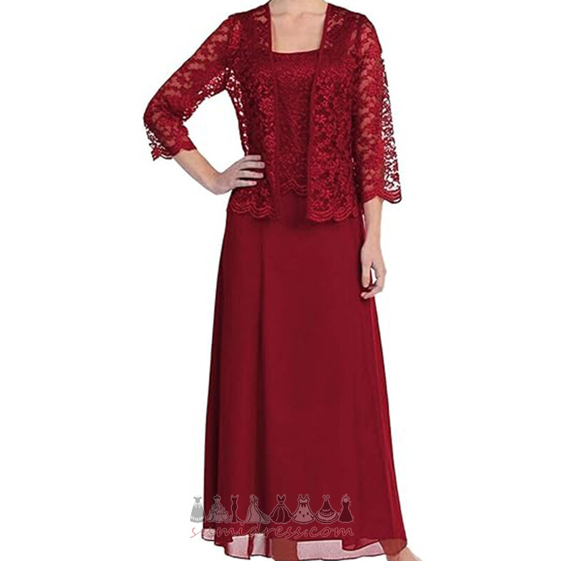 Square Long Sleeves Summer Chiffon Ankle Length banquet Mother Dress