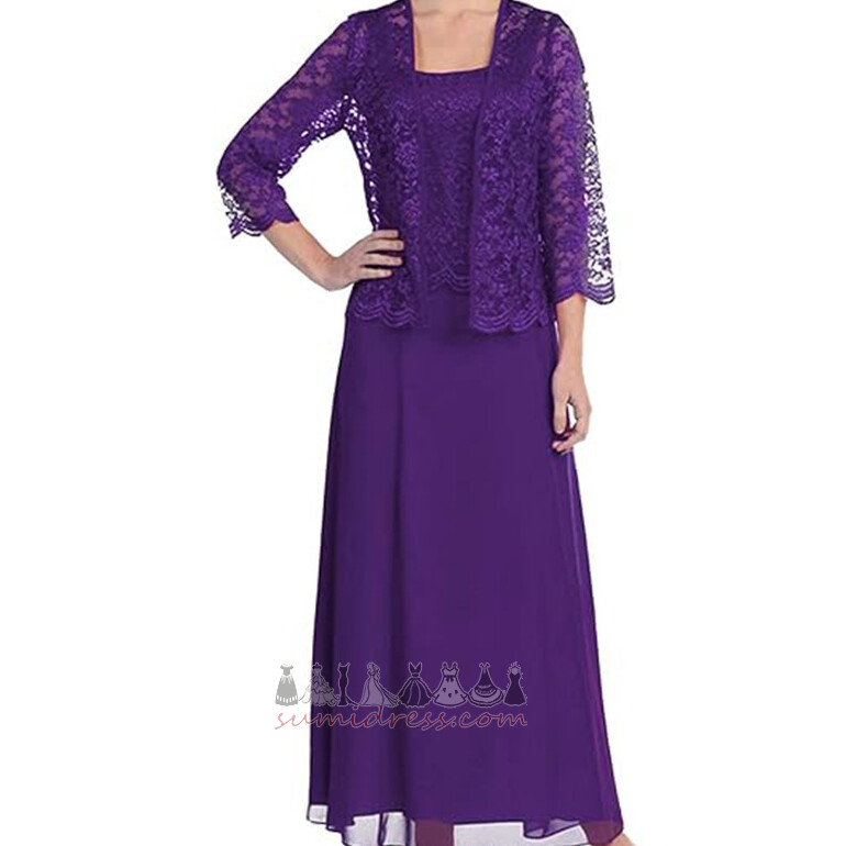 Square Long Sleeves Summer Chiffon Ankle Length banquet Mother Dress