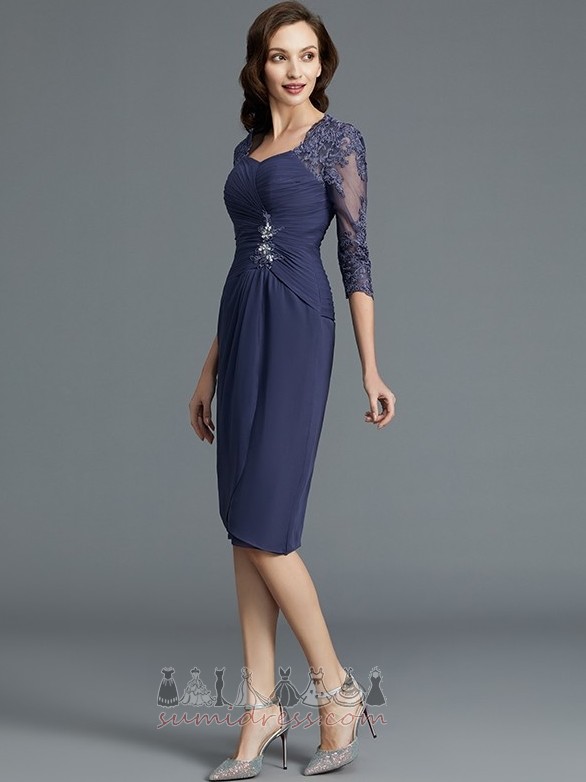 Square T-shirt banquet Suit 3/4 Length Sleeves Chiffon Mother Dress