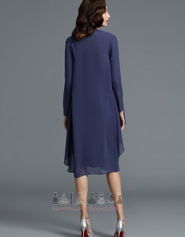 Square T-shirt banquet Suit 3/4 Length Sleeves Chiffon Mother Dress