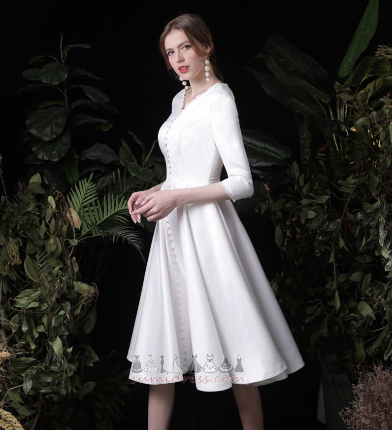 средњи Мајица сатин Три четвртине рукава Линија зиппер уп венчаница