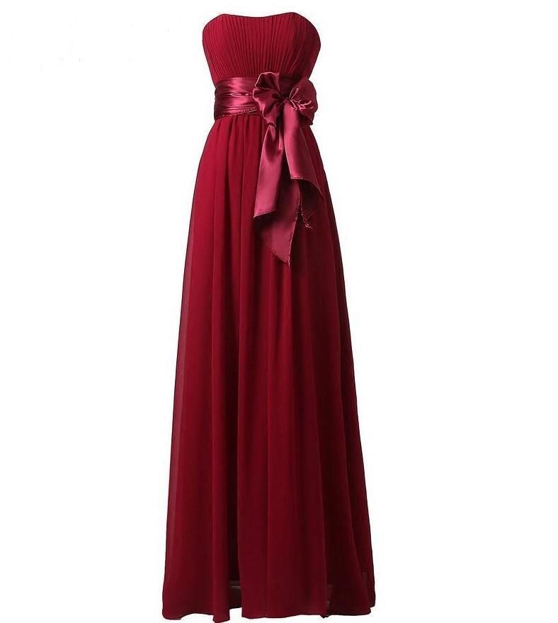 Šifon Preprosta Krila Imperij Brez naramnic Imperij pasu Družico obleko