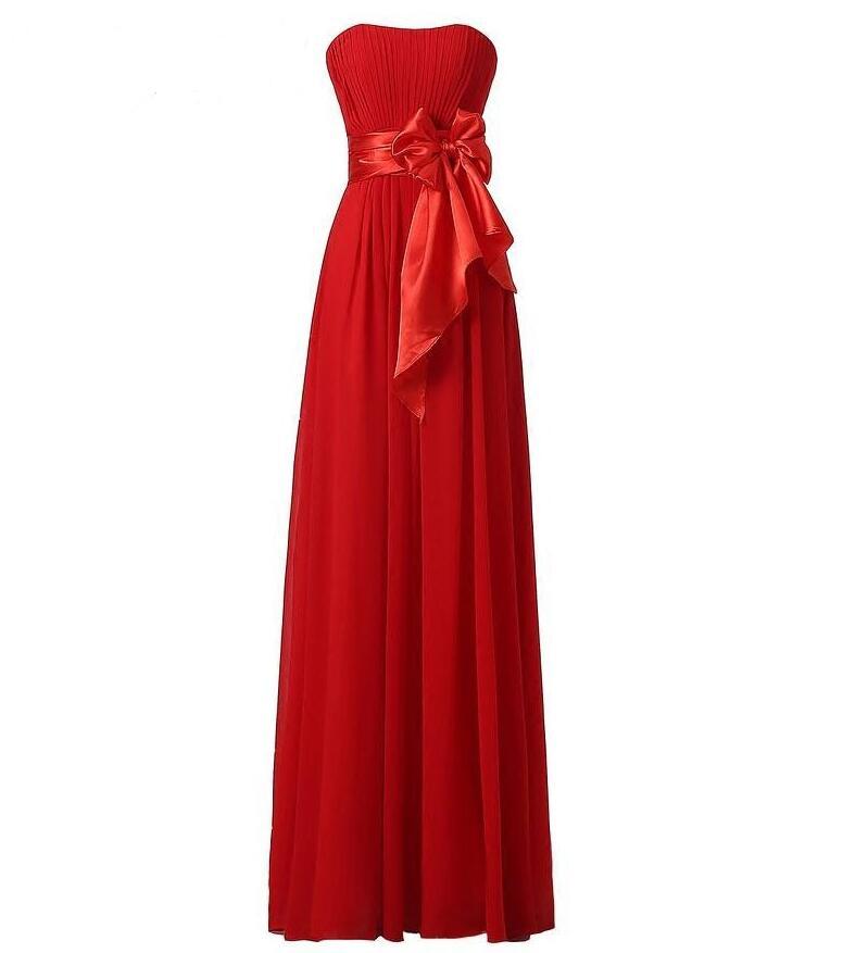 Šifon Preprosta Krila Imperij Brez naramnic Imperij pasu Družico obleko