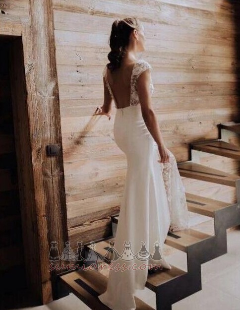 Stegna-visoko razrezani Dolžina tal Elegantna Čipke Prekrivni čipke Poročna obleka