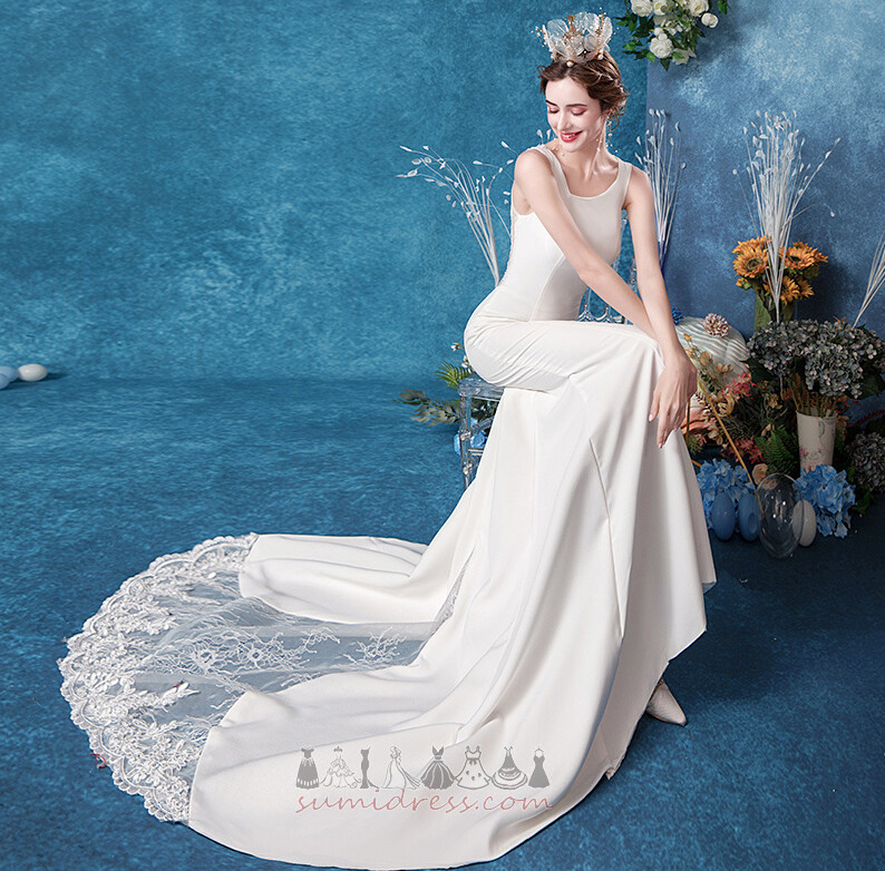 Strand Petite Gulvet længde Stram kjole Elegant Uden ærmer Bryllupskjole