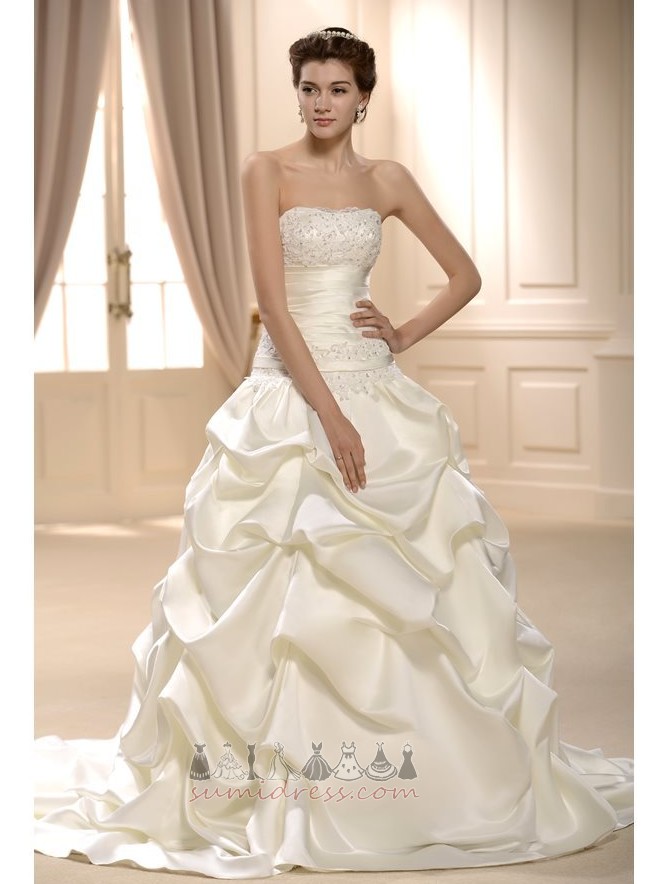 Strapless Long Church Cathedral Train Formal Sleeveless Wedding gown
